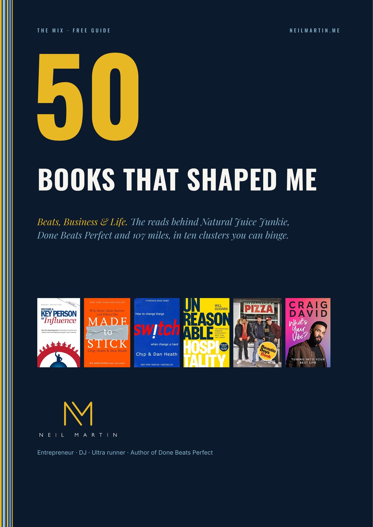 Cover of 50 Books That Shaped Me, a free reading guide by Neil Martin